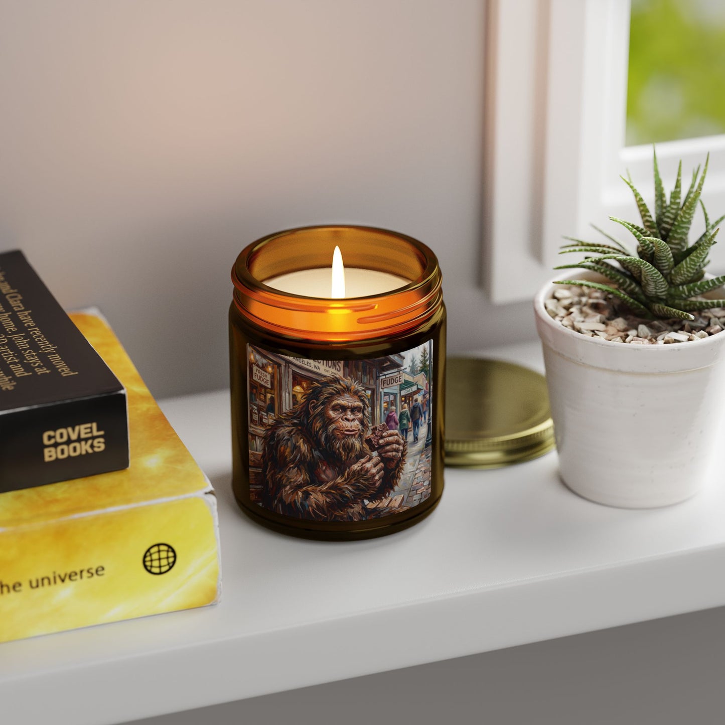 Coconut Apricot Scented Candle — Bigfoot Village Art Jar (4oz/9oz)