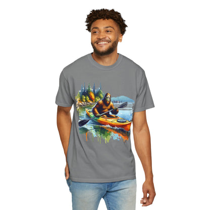 Bigfoot Kayaking T-Shirt — Funny Sasquatch Paddle Graphic Tee