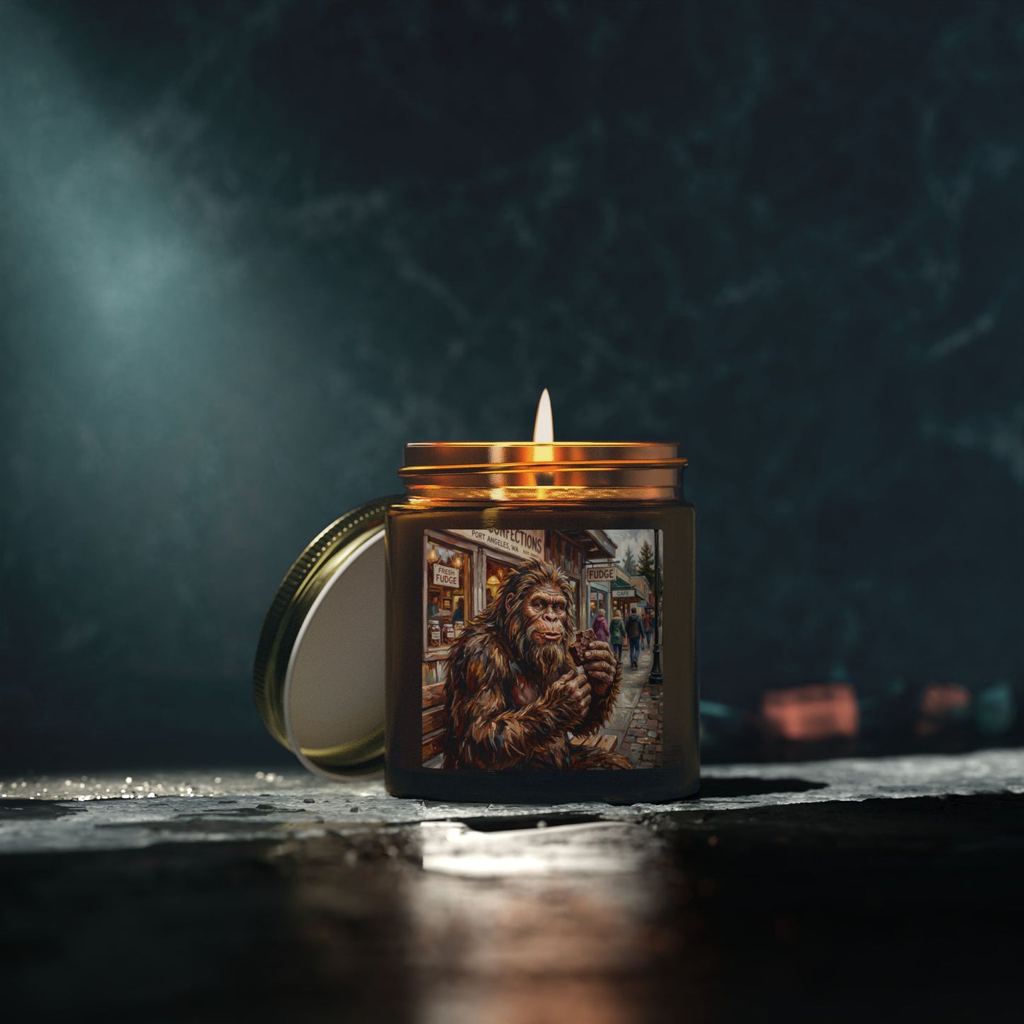 Coconut Apricot Scented Candle — Bigfoot Village Art Jar (4oz/9oz)