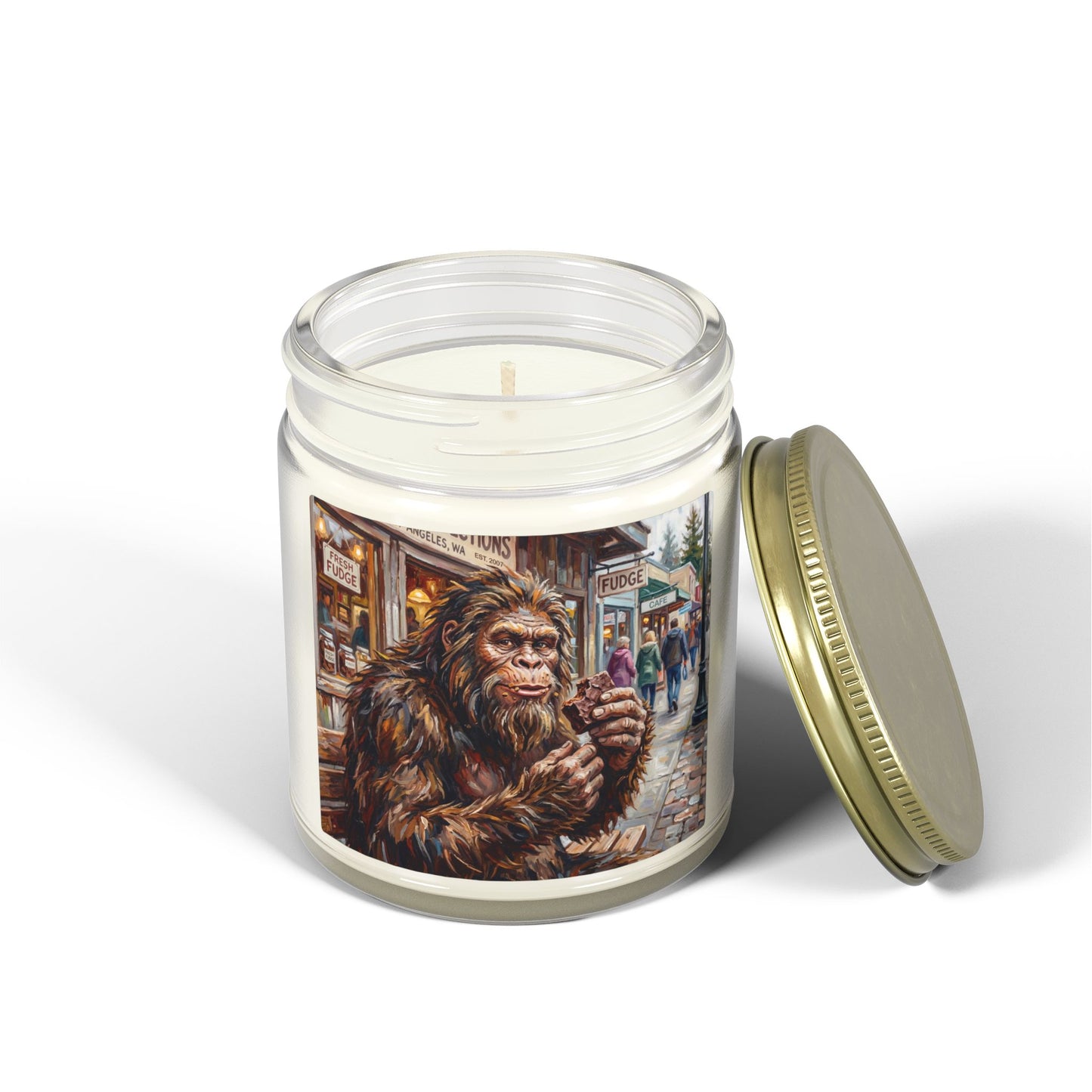 Coconut Apricot Scented Candle — Bigfoot Village Art Jar (4oz/9oz)