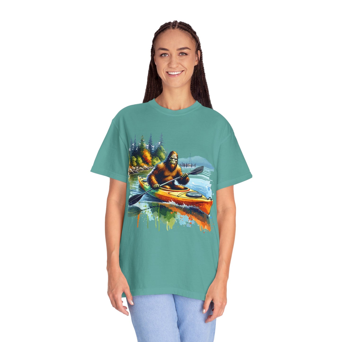 Bigfoot Kayaking T-Shirt — Funny Sasquatch Paddle Graphic Tee