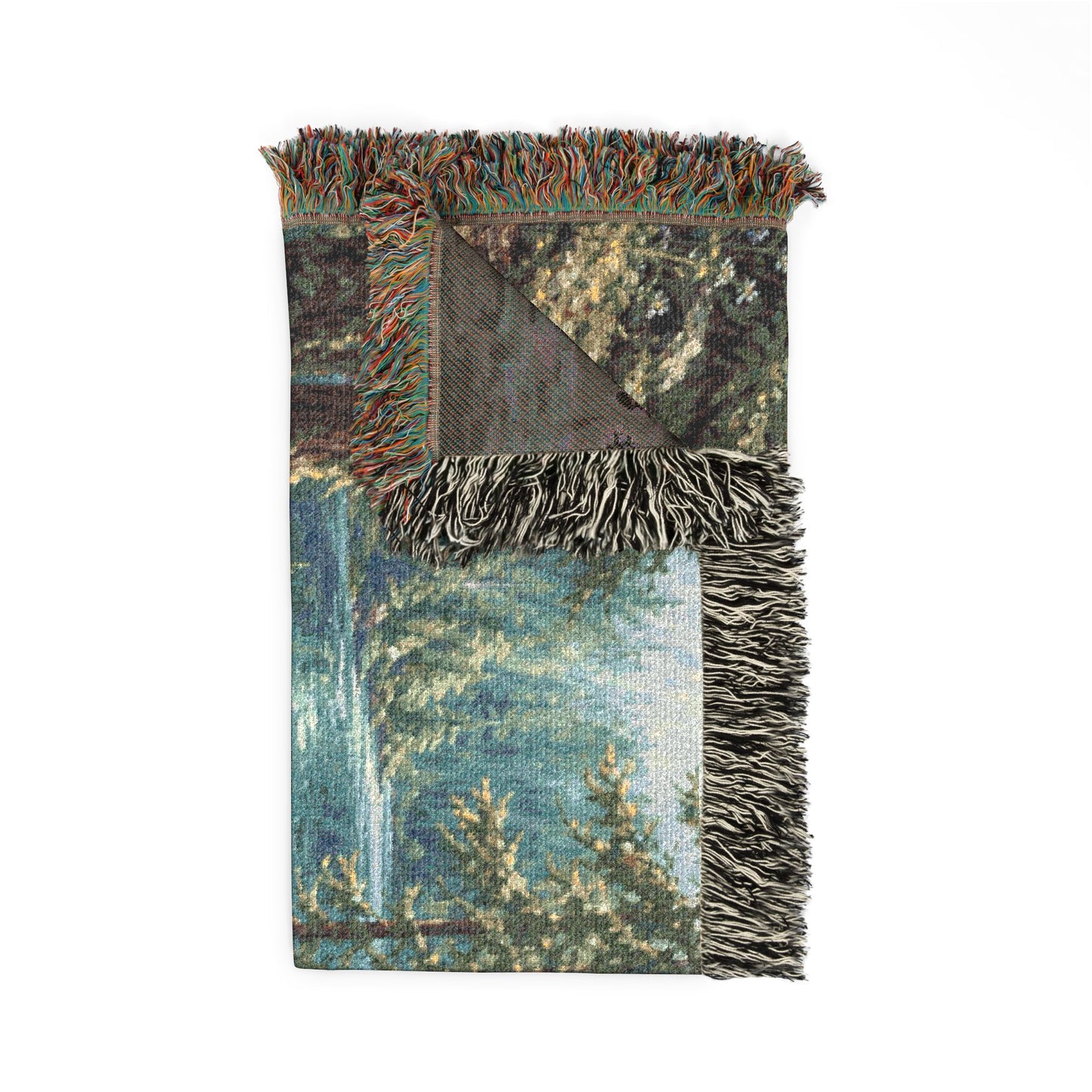 Bigfoot Forest Woven Blanket — Retro Sasquatch Woodland Throw