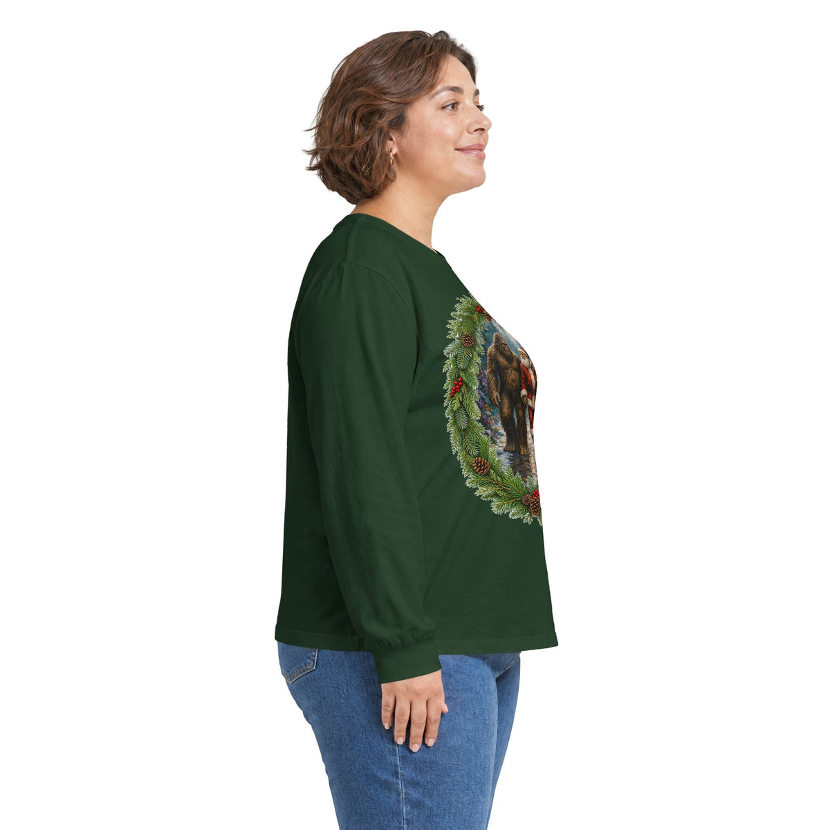 Santa with Sasquatch Christmas Long Sleeve Tee