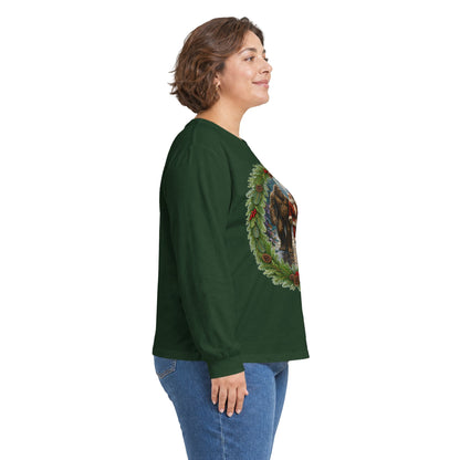 Santa with Sasquatch Christmas Long Sleeve Tee