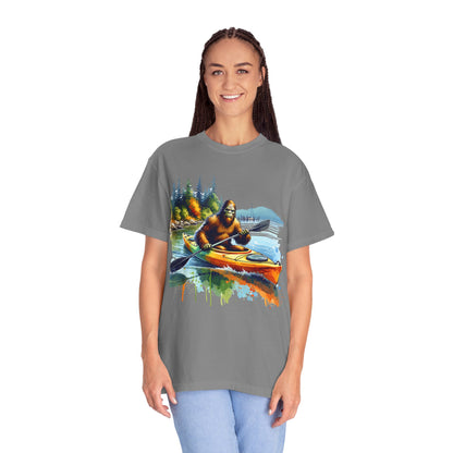 Bigfoot Kayaking T-Shirt — Funny Sasquatch Paddle Graphic Tee