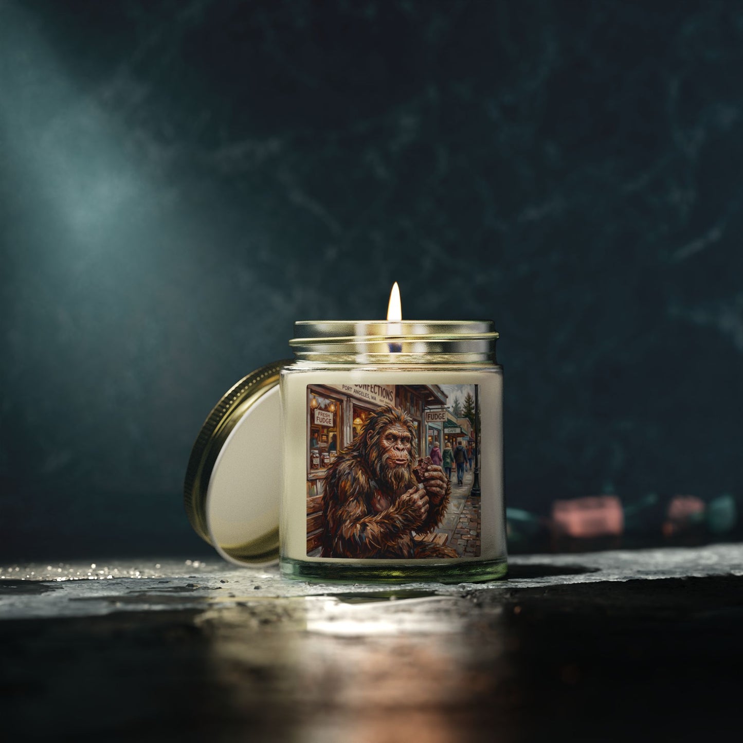 Coconut Apricot Scented Candle — Bigfoot Village Art Jar (4oz/9oz)