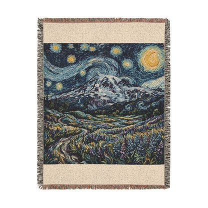 Starry Night Woven Blanket / Mt Rainier with Lupines