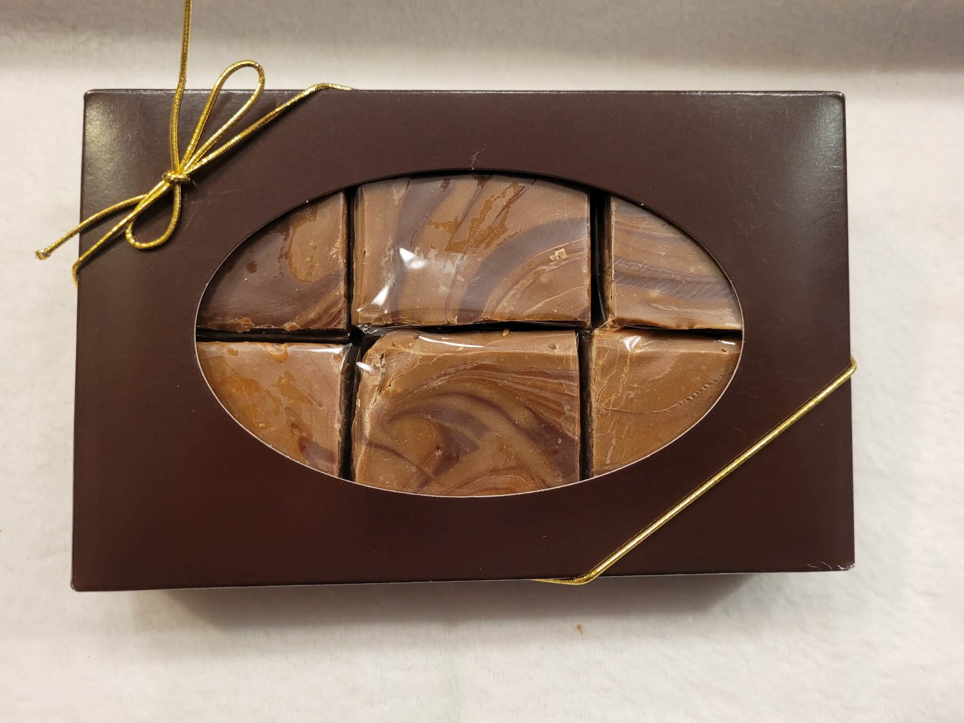 6 piece gift box of chocolate caramel mocha fudge