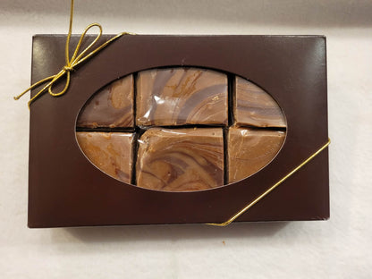 6 piece gift box of chocolate caramel mocha fudge