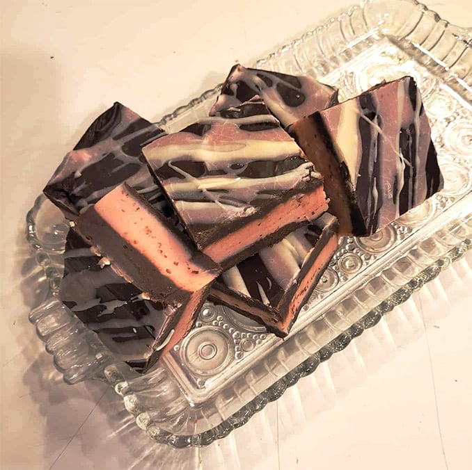 Dark Chocolate Raspberry Truffle Fudge