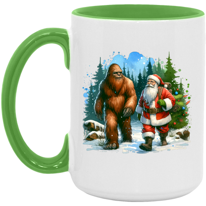 Santa & Sasquatch Black, White and Accent Mugs