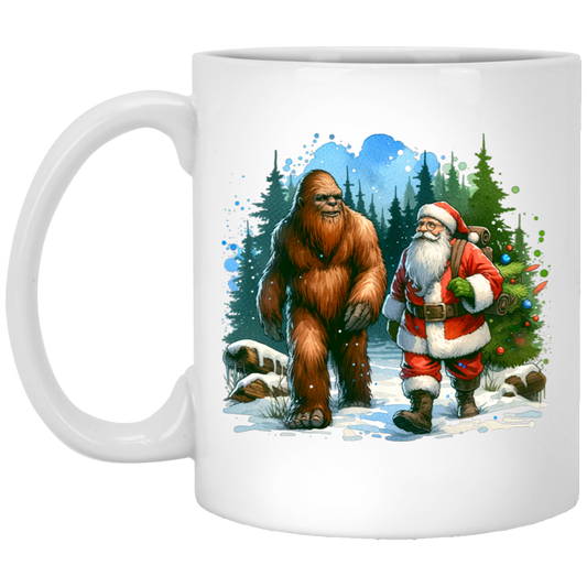 Santa & Sasquatch Black, White and Accent Mugs