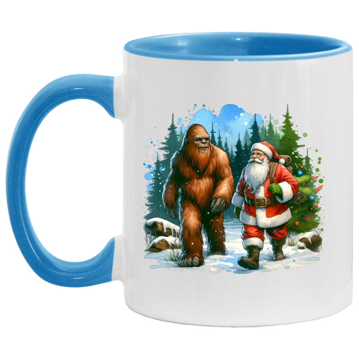 Santa & Sasquatch Black, White and Accent Mugs