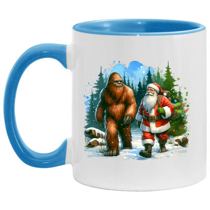 Santa & Sasquatch Black, White and Accent Mugs