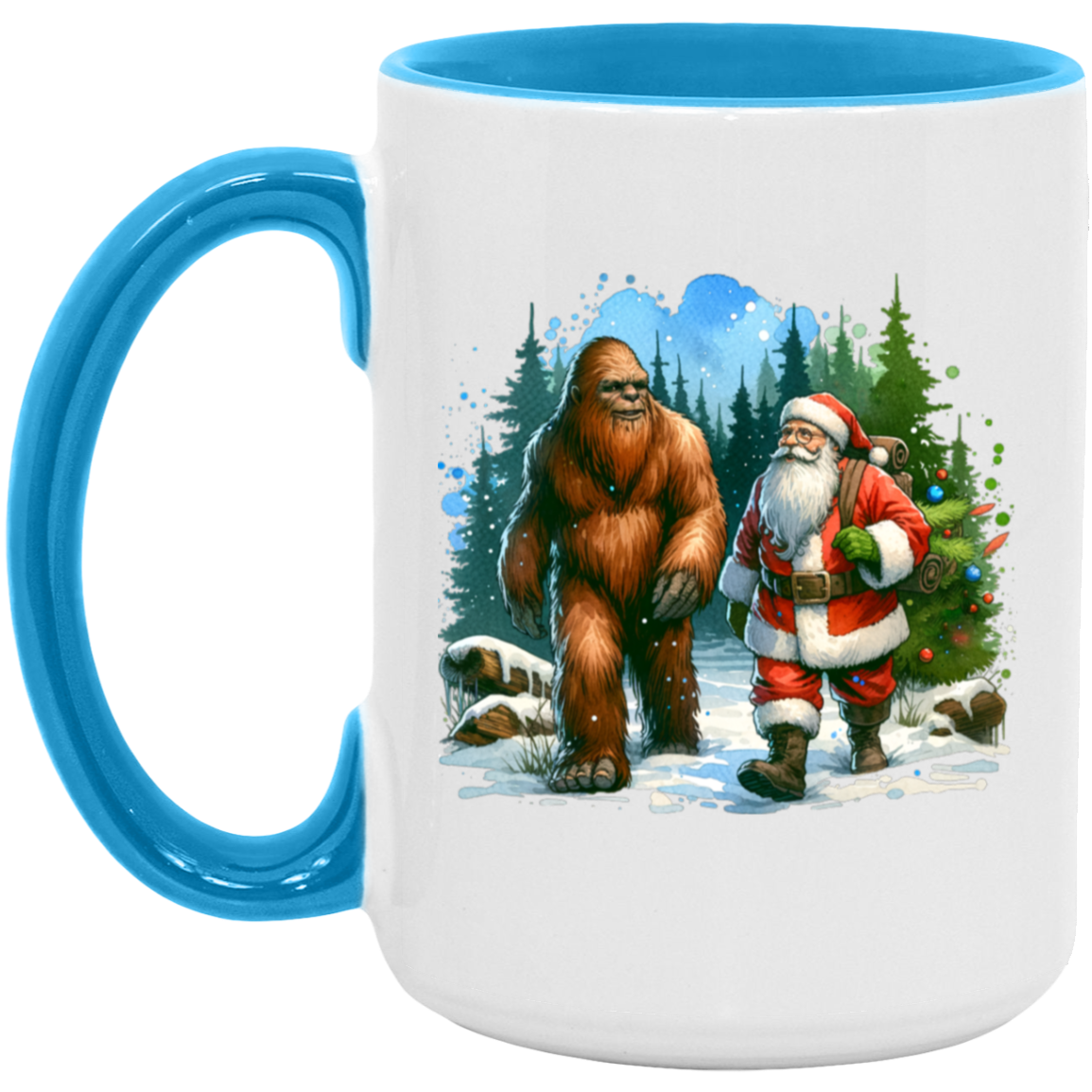 Santa & Sasquatch Black, White and Accent Mugs