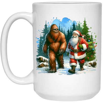 Santa & Sasquatch Black, White and Accent Mugs