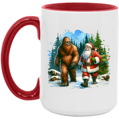 Santa & Sasquatch Black, White and Accent Mugs