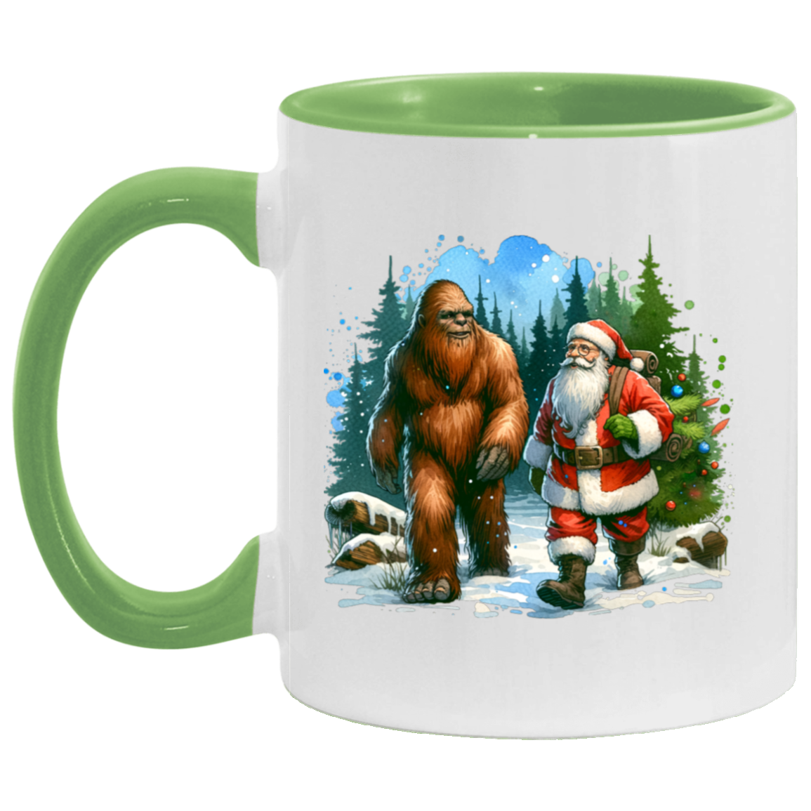 Santa & Sasquatch Black, White and Accent Mugs