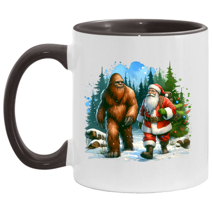 Santa & Sasquatch Black, White and Accent Mugs