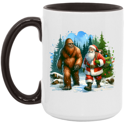 Santa & Sasquatch Black, White and Accent Mugs