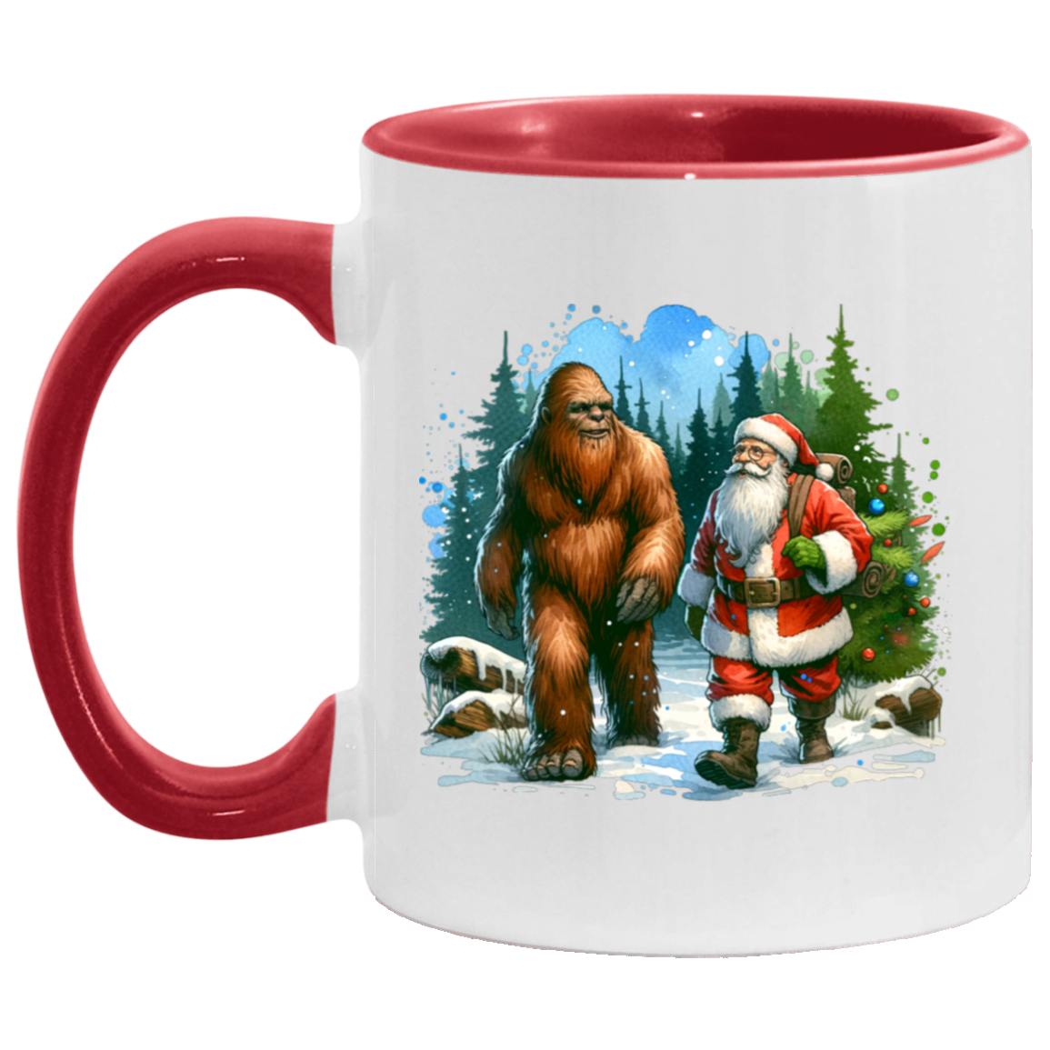 Santa & Sasquatch Black, White and Accent Mugs