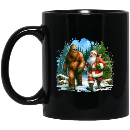 Santa & Sasquatch Black, White and Accent Mugs