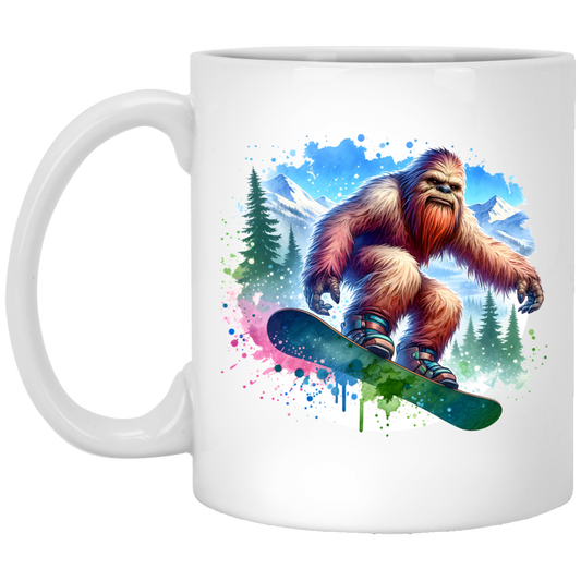 Sasquatch Snowboarding - Mugs, Black, White and Accent Colors