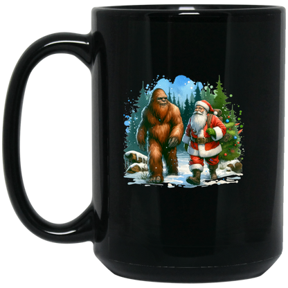 Santa & Sasquatch Black, White and Accent Mugs