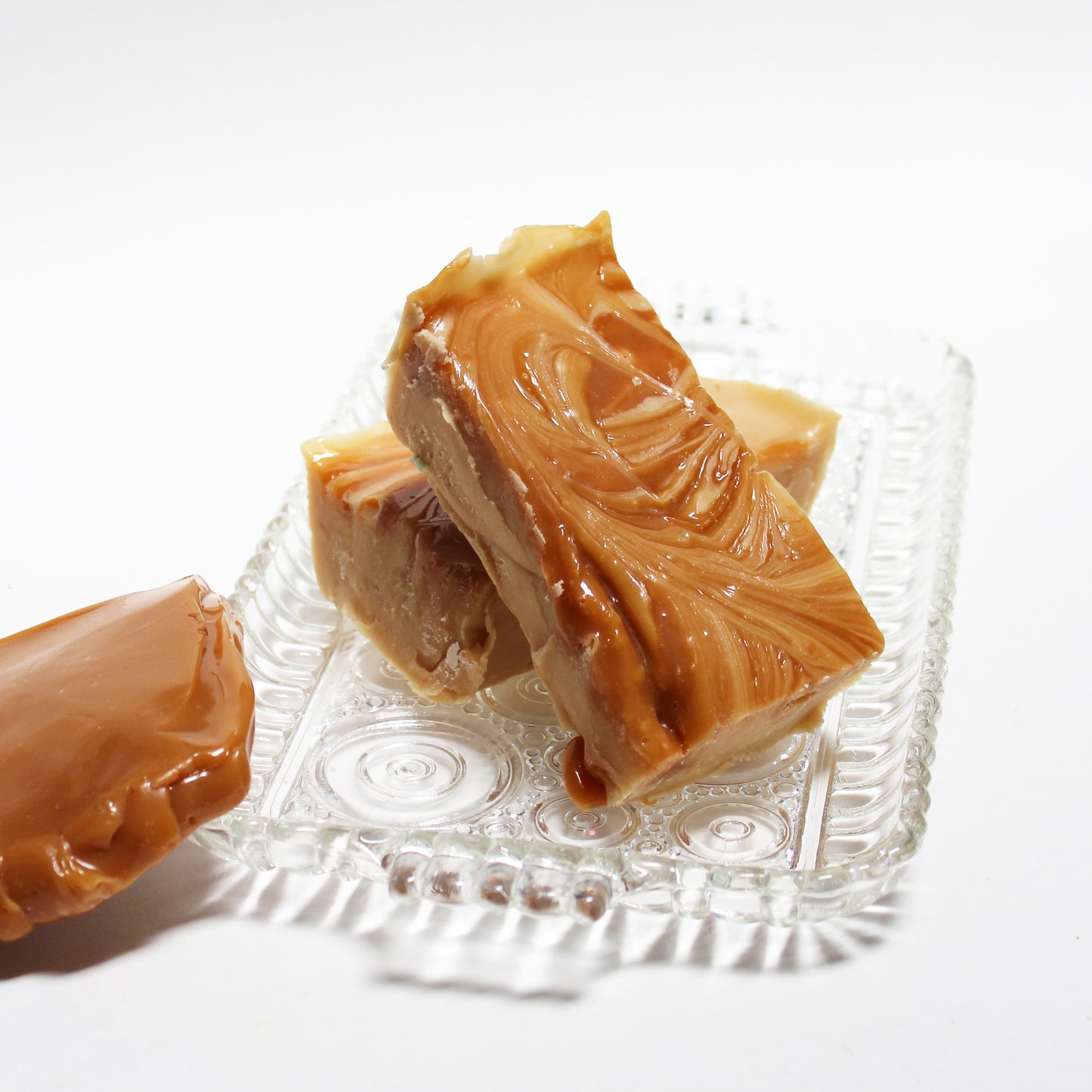Dulce de Leche Fudge - (our vanilla fudge filled with caramel, and then swirled with more caramel)