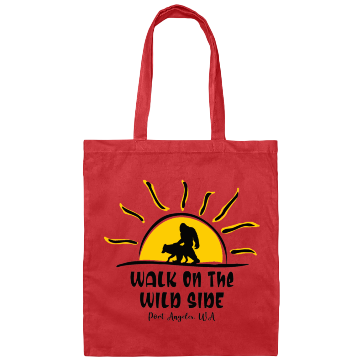 Sasquatch and Wolf Sunset - WILD SIDE - PA Canvas Tote Bag