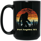 Retro Sunset Sasquatch PA Grunged Black Mugs
