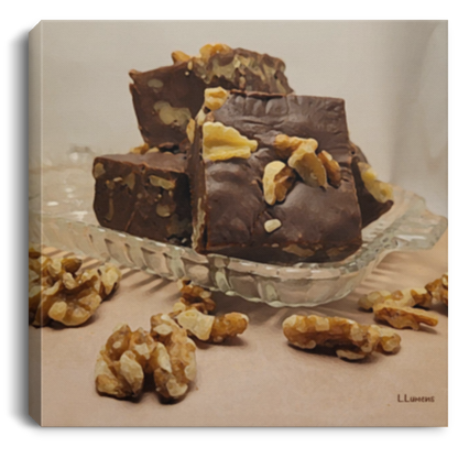 Chocolate Walnut Fudge Square Wall Art Canvas