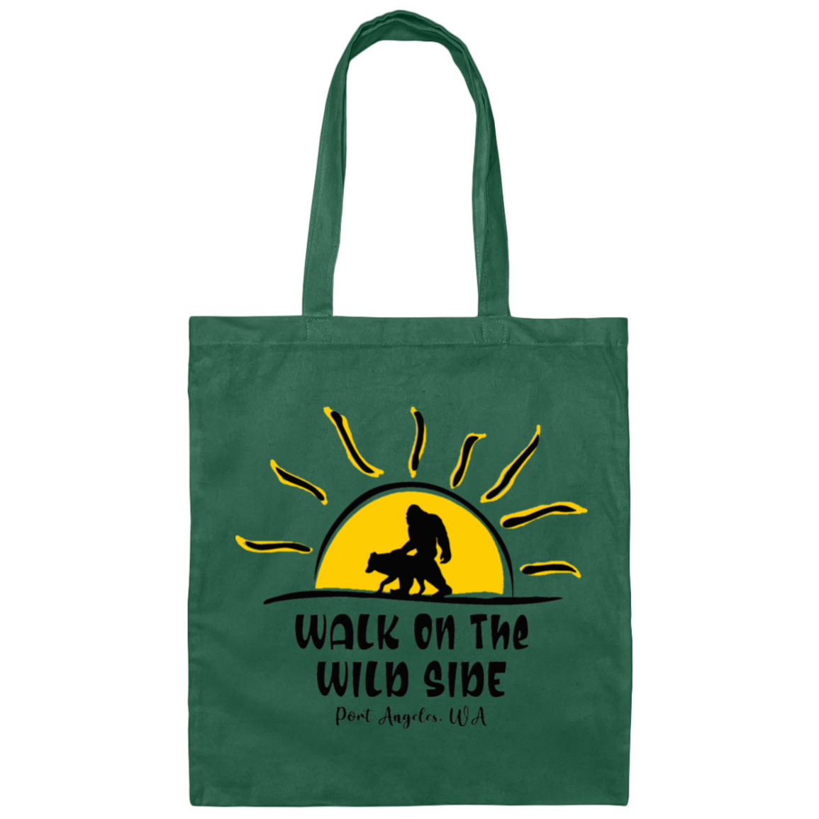 Sasquatch and Wolf Sunset - WILD SIDE - PA Canvas Tote Bag