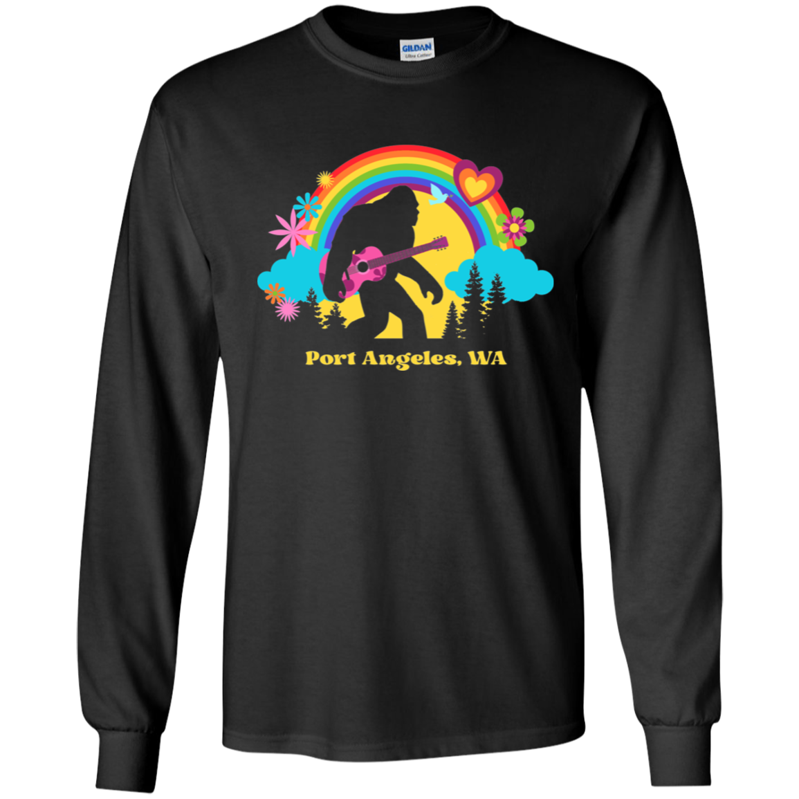 Port Angeles Flower Power Sasquatch Youth Long Sleeve T-Shirt