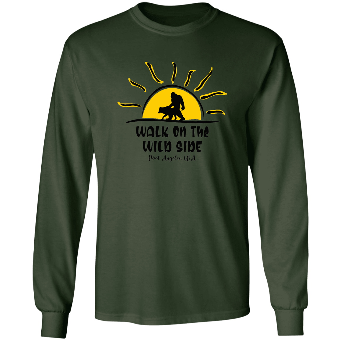 Sasquatch and Wolf Sunset - WILD SIDE - PA LS Ultra Cotton T-Shirt
