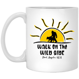 Sasquatch and Wolf Sunset - WILD SIDE - PA White Mugs