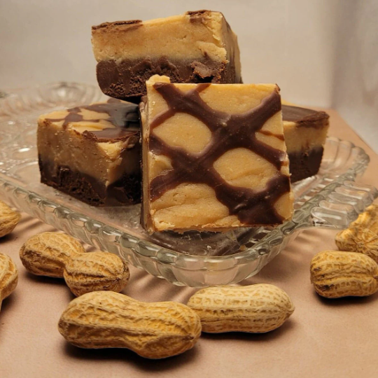 Peanut Butter Chocolate Fudge - (a layer of our Rich Chocolate Fudge on top of Our Creamy Peanut Butter Fudge)