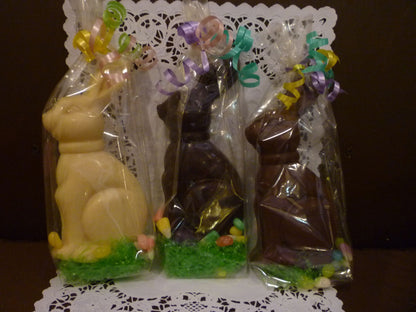Handmade Chocolate Bunny in Milk, Dark or White Chocolate